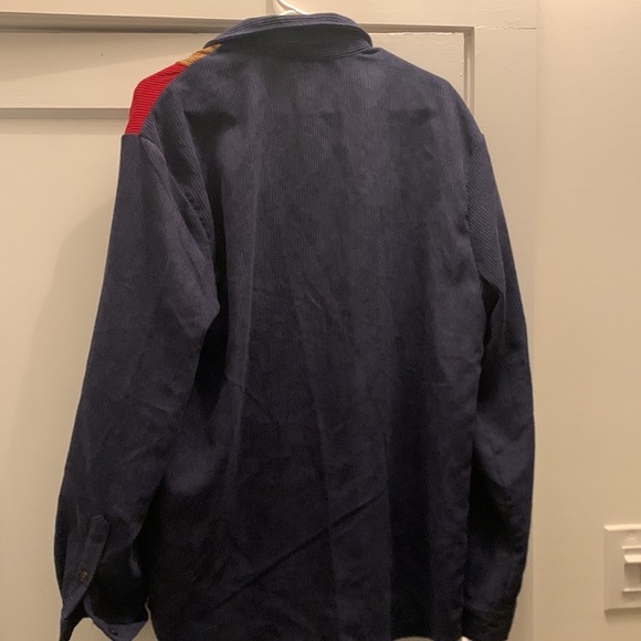 Men Color Block Patched Pocket Corduroy Shirt Size XL - Picture 3 of 7